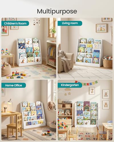 Image of SONGMICS CUSTOS Collection - Kids Bookcase, 5-Tier Montessori Bookshelf, Front-Facing Book Display Rack, for Children's Room, Reading Nook, 11.8 x 31.5 x 31.5 Inches, Cloud White UGKR076WZ01