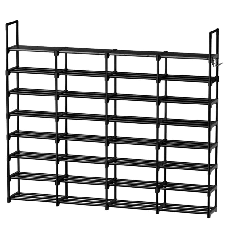 WOWLIVE Extra Large Shoe Rack, 4 Rows 8 Tier 56-64 Pairs Big Tall Metal Shoe Organizer, Stackable, Large Capacity Boot Rack Storage Organizer for Entryway, Closet, Garage, Black