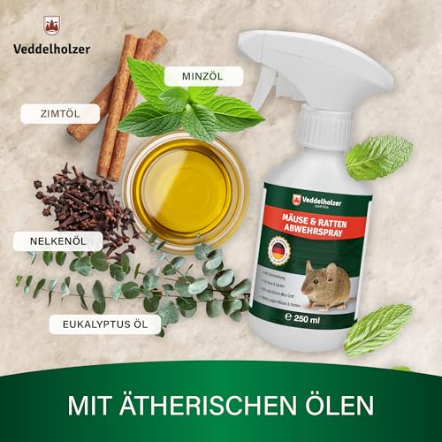 Veddelholzer 250 ml Mäuseabwehr Set mit Duftsäckchen natürliches Mäuse und Rattenabwehrmittel für Innen & Außen, Haus, Garten, Keller effektiv, hochwirksam Mäuse vertreiben ohne Gift und Chemie