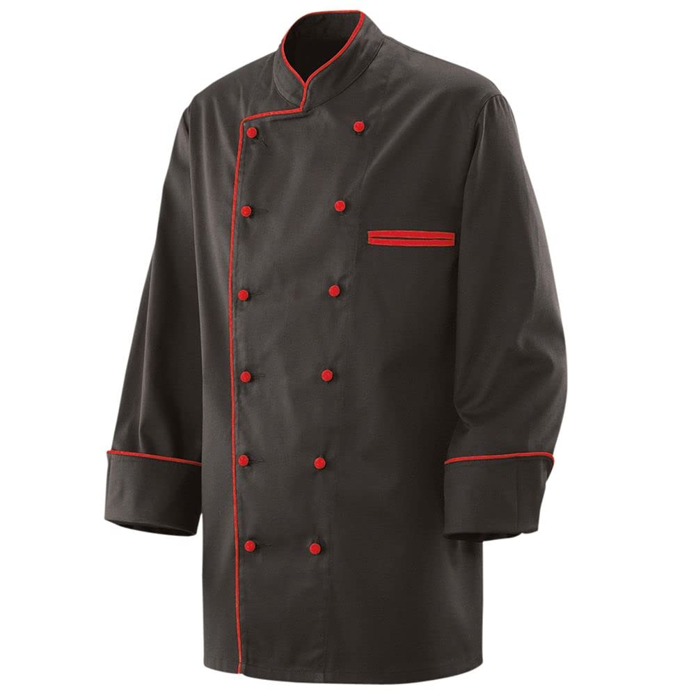 Exner 207 - Chaqueta de cocinero (manga larga, con ribete), color negro, rojo, XXXXXL