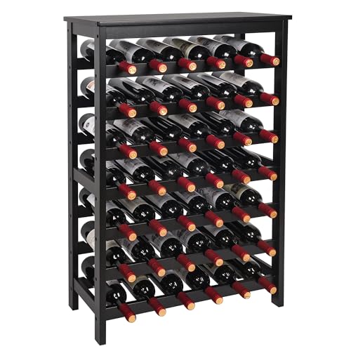Comparison: Best Wine Storage Racks 10 VASMIA 42 Bottles Bamboo Wine Rack,7-Tier Wine Rack Freestanding Floor with Table Top, Wine Storage Shelf for Kitchen Dining Room Bar,Black