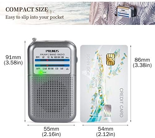 DE333 Portable Radios Small, Battery Radio Transistor with FM AM, Signal Indicator, AAA Battery Operated, Mini Pocket Radio for Walking Jogging and Camping By PRUNUS