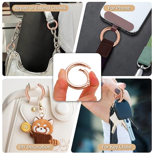 Image of Gkeygo Key Ring Clip, 4 /5 Inch Keychain Rings, 8 Pack Round Carabiner Clip for Keys, Buckle, Bags, Purses - Key Chain Hooks Replacement Keychains Lanyard DIY Crafts, Rose Gold