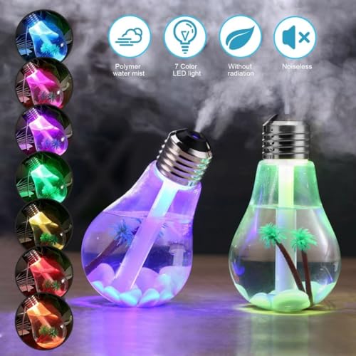 Image of Smart Bulb Automatic Spray Humidifier Sanitizer Air freshener Seven Color Led, Night Light Diffuser Air Purifier for Home Office & CAR, Oil Diffuser Cool Mist Bulb,Room freshner,Shut-On /Off