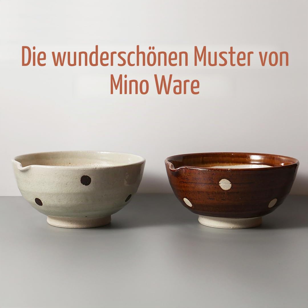 TIKUSAN Japanischer Keramik-Mörser und Stößel, Suribachi-Schüssel und Surikogi-Set mit Ausgießer, 18 cm, hergestellt in Japan (weiß)