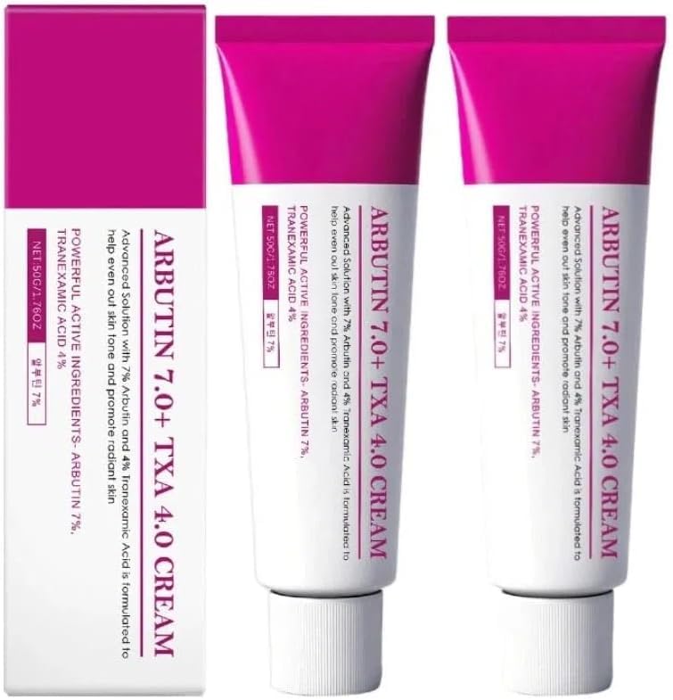 1/2 Jar Arbutin 7% + Tranexamic Acid 4% Cream - Lightweight Brightening Moisturizer to Help Reduce the Look of Dark Spots, Uneven Tone & Dullness with Niacinamide and Glutathione, 50g (2PC, 50G)
