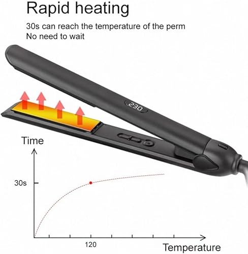 Miniatura 7 de Plancha de pelo profesional, negro, plancha plana de titanio con pantalla LCD, placa caliente MCH, cable giratorio de 360, calentamiento rápido,