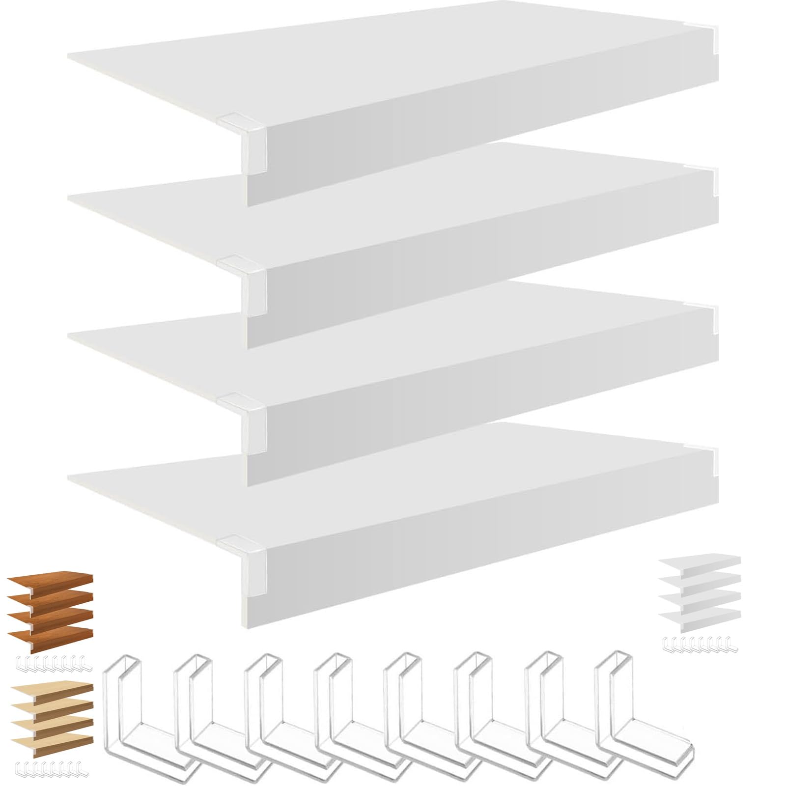 Lot de 4 protège-étagères métalliques, 79 x 23 x 6,5 cm, amovibles, pour placards et garde-manger, résistants à l'humidité, idéaux pour la cuisine et la salle de bain. Protection élégante po