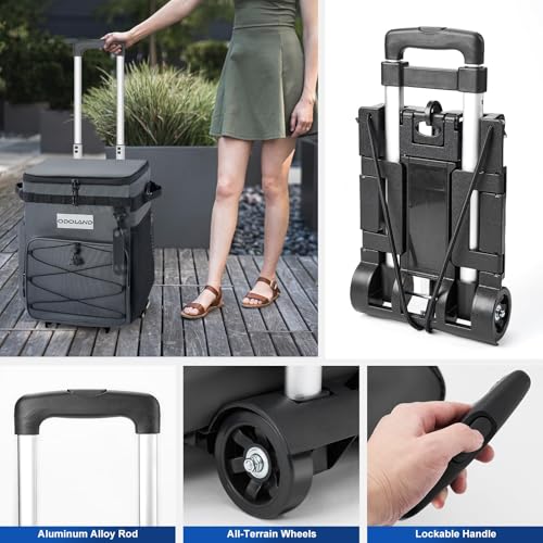 Image of Odoland 72 Can Rolling Cooler Bag with Wheels & Handle, Collapsible Insulated Ice Chest for Beach, Camping & Tailgating - Portable Travel Soft Cooler on Wheels, Collapses for Easy Storage
