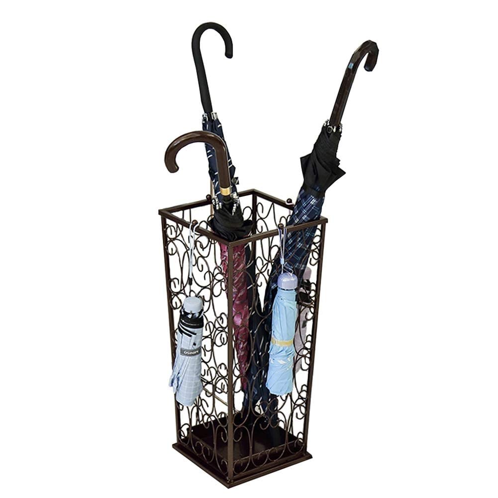 Porte-Parapluie en métal carré 21x55cm en fer forgé robuste pour l'entrée