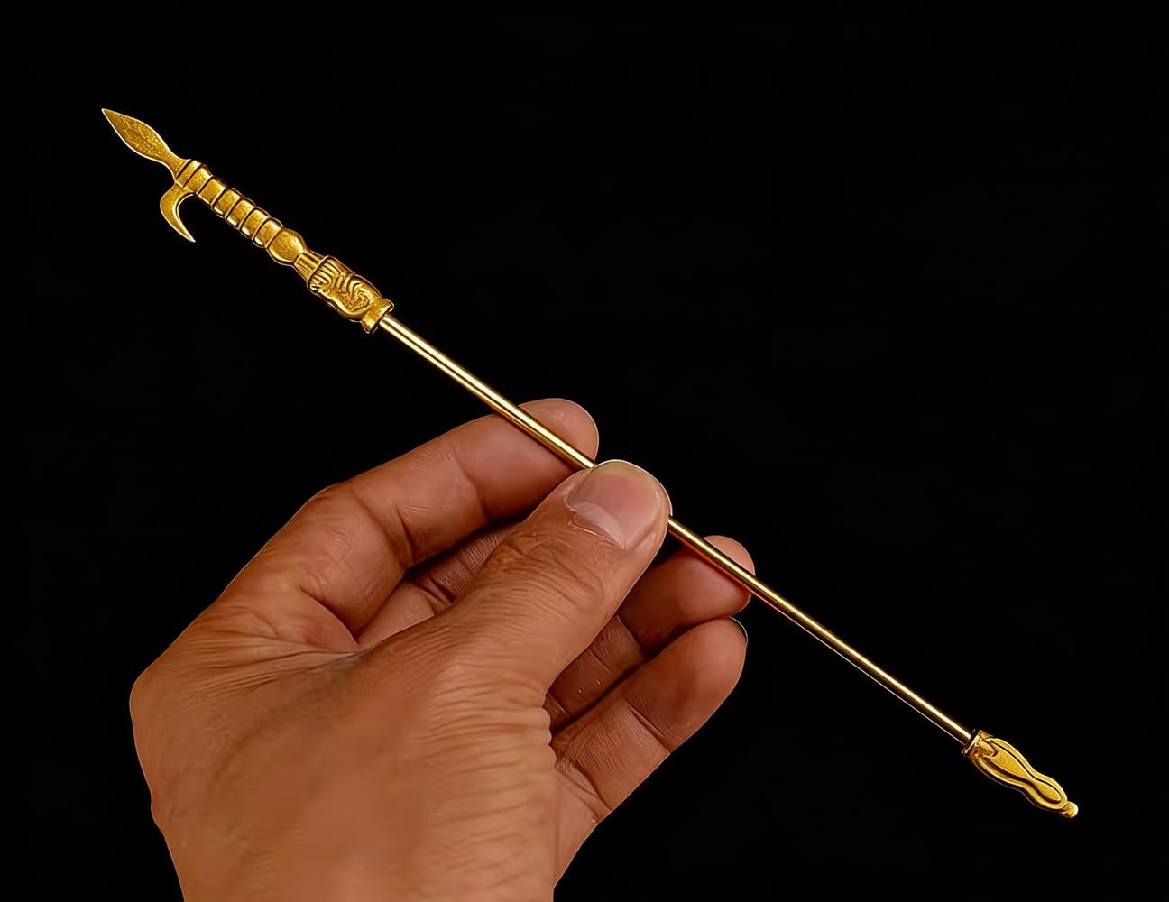 1/12 Scale 8.26" Golden Hooked Spear Halberd– Miniature Ancient Chinese Weapon Prop for 6" Action Figures