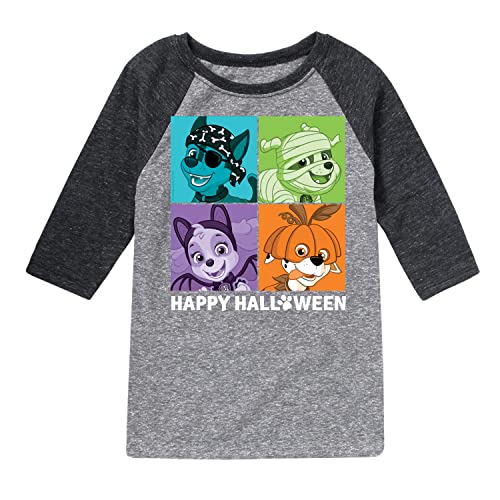 HYBRID APPAREL - Paw Patrol - Happy Halloween Character Grid - Toddler and Youth Raglan Graphic T-Shirt
