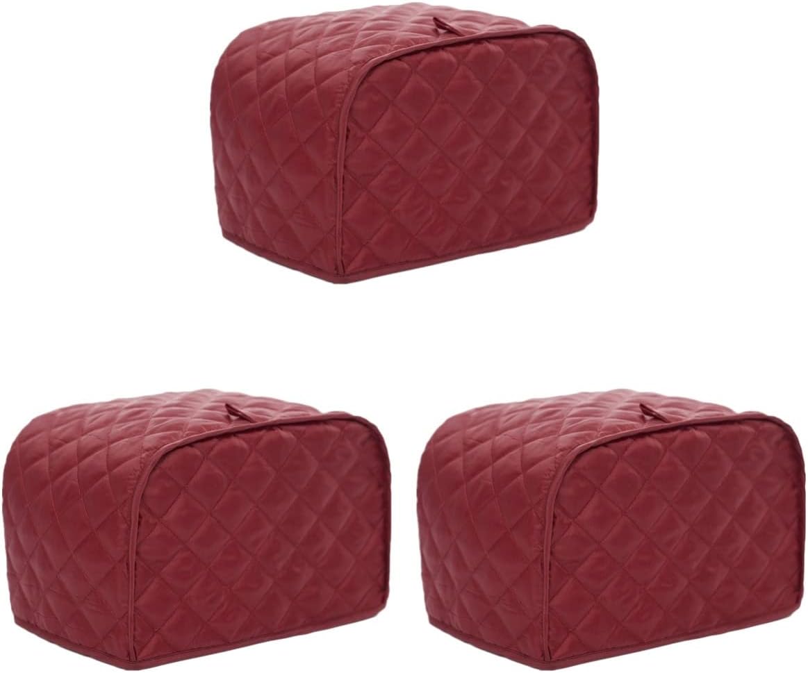 SOLUSTRE 3pcs Red Polyester Blend Toaster Cover for Two Slice Appliances Machine Washable Fits Standard Protects and Spills