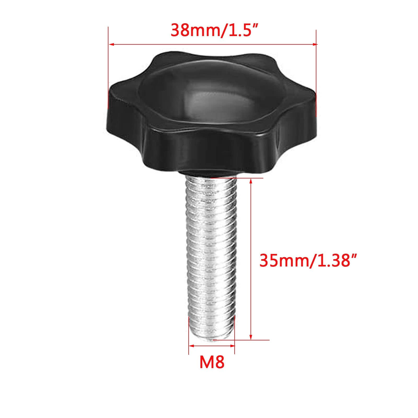 TOP-VIGOR 5Pcs M8 x 55mm Clamping Screw Knob Star Shaped, 38mm Dia Plum Hex Shaped Plastic Head Clamping Knob Male Thread Grips - Image 2