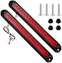 Frienda 2 Pieces 10 Inch 15 LED Trailer Tail Light Bar Stop Turn Tail Lights Assembly Third Brake Strip 9 to 30-volt Trailer Identification Light for Marine Boats Trucks Pickups (Red Cover)