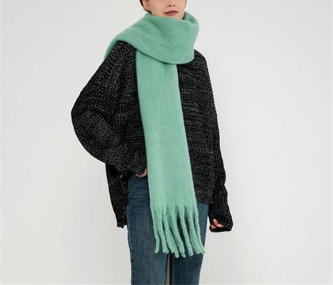 Sciarpa in cashmere spessa solida per le donne grande coperta di lana invernale scialle caldo avvolge femminile con nappa