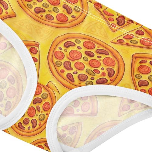 Joisal Cotton Girls Underwear Toddler Cartoon Pizza Yellow Cute Panties Girl Pattern Briefs Girls Undies 2t4