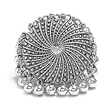 Dtja Boho Big Teardrop Statement Ring for Women Vintage Tassel Ball Bead Adjustable Open Band Cocktail Party Ring Comfort Fit Gypsy Indian Bollywood Peacock Tail Exaggerated Jewelry (Silver)