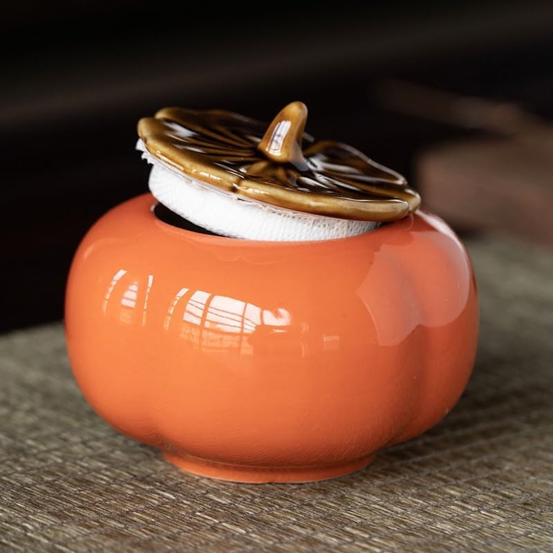 SONGCHAO Sugar Jar Persimmon Ruyi Ceramic Sealed Wedding Candy Box Creative Tea Mini Small Packaging Jar Tea Canister(A)
