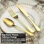 Ensemble de couverts d'or 36 Service des pièces pour 12, Acier inoxydable Ensemble de flatware en or titane comprenant ensemble de fourches à couteaux, ensemble d'argenterie, kit d'ustensile de service