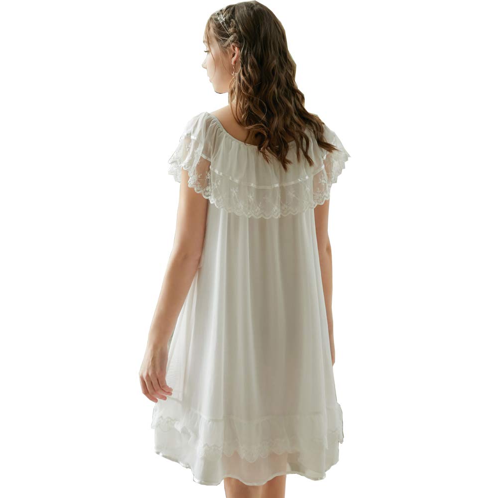 Damen Nachthemd ，Dessous, Nacht Ärmellos Baumwolle mit Spitze Dekoration Nachtkleid Viktorianischer Stil Nachtwäsche