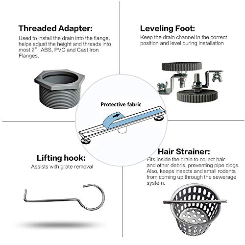 image for Neodrain Linear Shower Drain 36-Inch with Removable Wave Pattern Grate