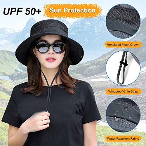 Image of Women Fishing Sun Hat Men Summer UV Protection Bucket Hats Mesh Ventilated Outdoor Hiking Gardening Beach Lawn Hat
