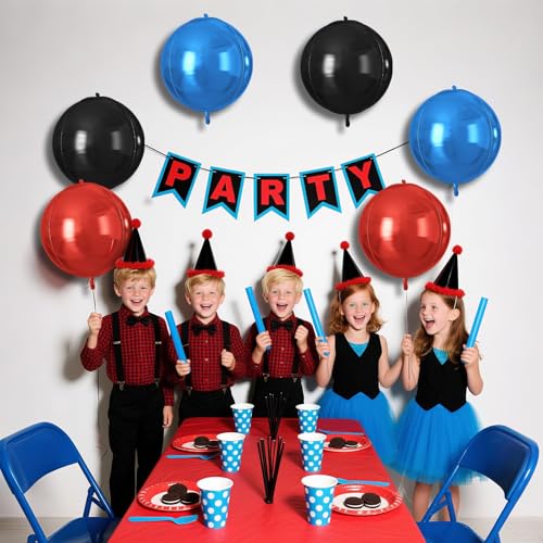 Image of 9 Pcs Red Blue Black Round Foil Balloons,22 Inch Round Balloons