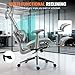 Ergonomic Mesh Office & Gaming Chair with Footrest, High Back Home Office Desk Chair, Comfortable Lumbar Support, 130° Tilt, Adjustable 3D Armrest & 2D Headrest (Grey)