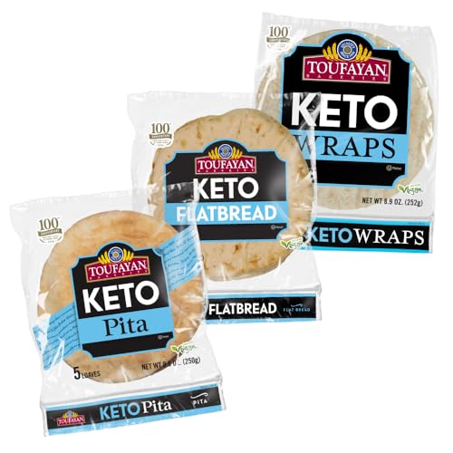 Toufayan KETO Bread Variety Pack Bundle, Includes Keto Pita Bread,