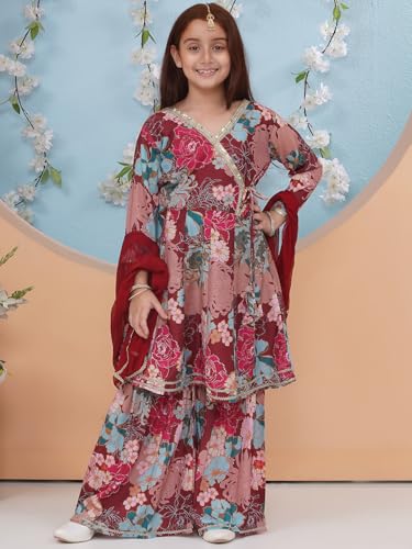 Image of Girls' Ethnic Kurta Sharara Set - Traditional Indian Outfit For Festive & Special Occasions