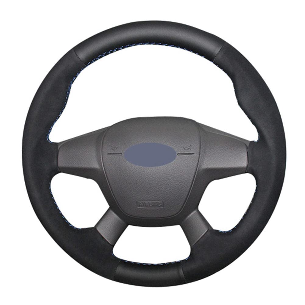 MEWANT Coprivolante nero cucito a mano per Ford Focus 2012-2014 / Escape 2013-2016 / C-MAX 2013-2018 Accessori per volante per Ford Focus