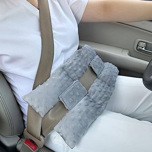 BNRendles Ostomy Seatbelt Pillow, Stoma Shiled/Guard Cover, Ileostomy Urostomy Bag Pouch, No Squeezing, Ostomate Colon Bladder Cancer Must Have Ostomy Supplies Minky Dot Gray