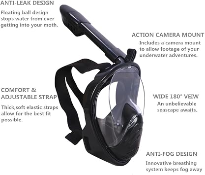 Snorkel Mask for Kids,Full Face Diving Mask Anti-Fog, Anti-Leak Dry Top Snorkel Set for Children Aged 5-14