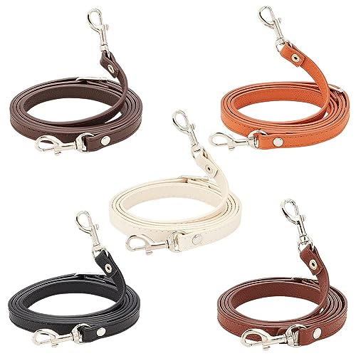 Image of PH PandaHall 5 Colors Adjustable Leather Bag Straps, 43~50 Inch Cross Body Strap for Purse Replacement Purse Strap Handle Handbag Straps with Platinum Buckles for Shoulder Bags Crochet Bags
