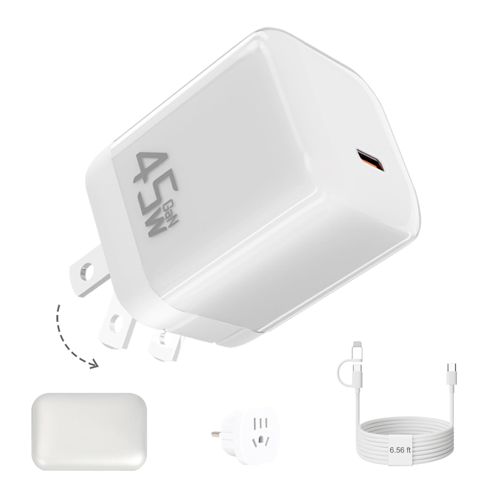 45W USB C Charger Block Foldable Plug PPS for iPhone Charger Fast Charging with 6 56ft USB C