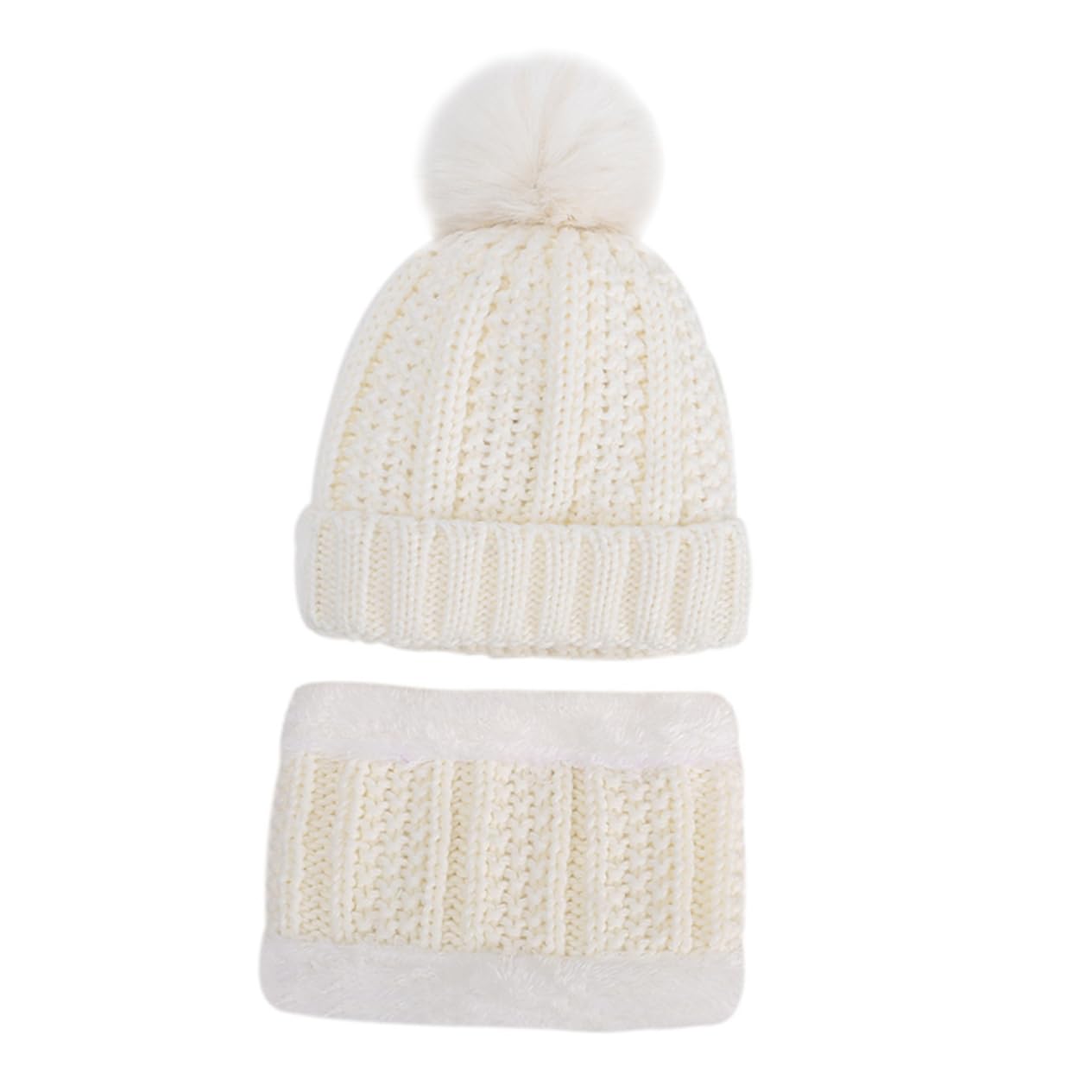 BESTYASH Baby Hats for Boys and Girls Soft Knitted Winter Hat Lining 0-3 Years Old White