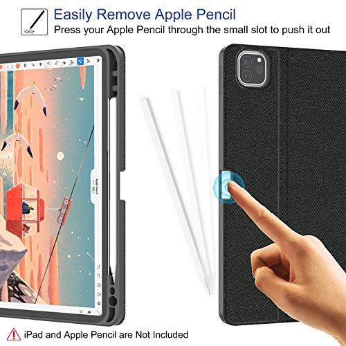 Supveco Ipad Pro 11 Inch Case 2020/2018, Denim Protective Stand Cover With Pencil Holder, Auto Wake/ Sleep Cover For Ipad Pro 11'' 2Nd/1St Generation, Black #TOP4