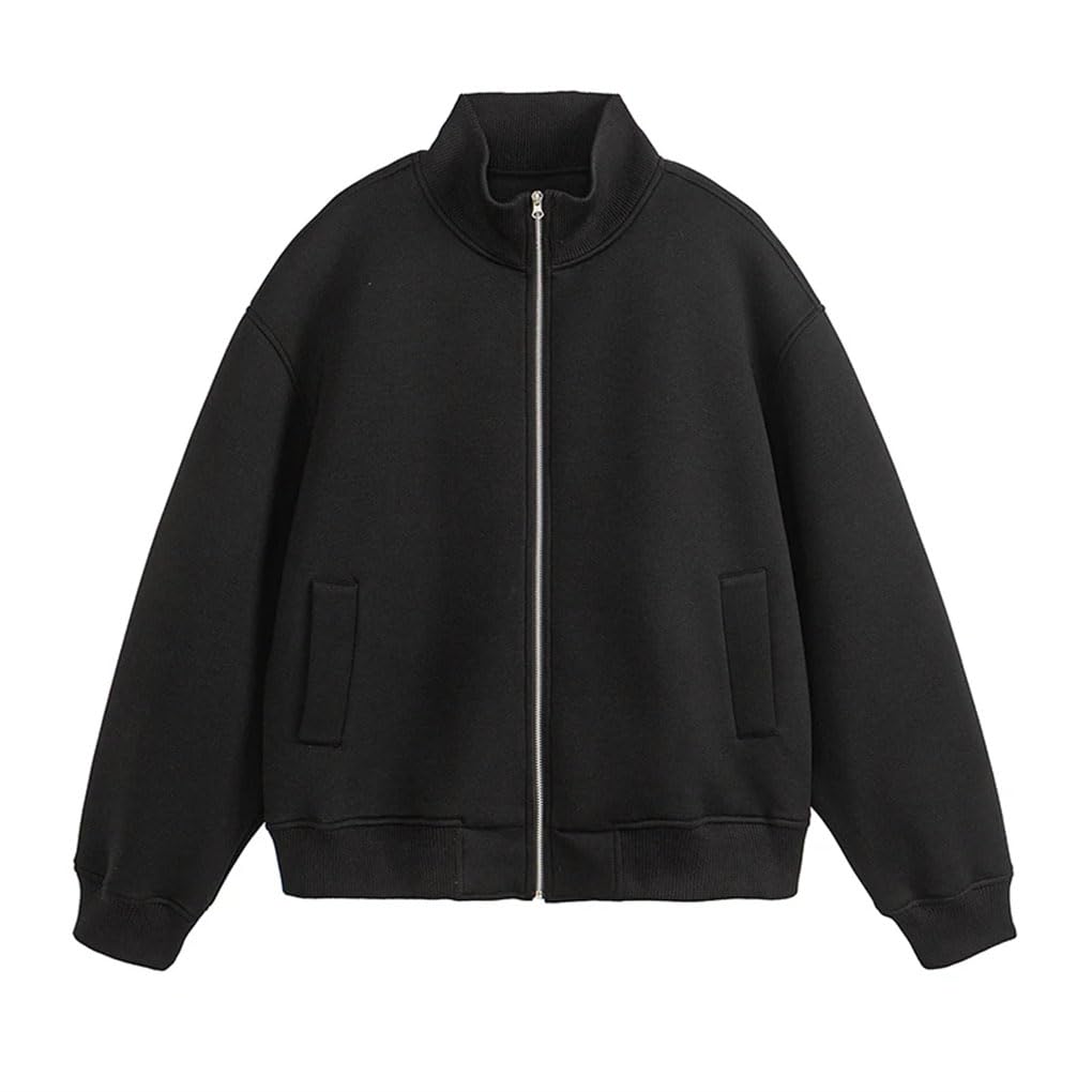 Prosty solidny zamek błyskawiczny mężczyźni trenerzy retro odzież wierzchnia unisex kobiety styl chłopaka oversize płaszcz wysoka odzież uliczna