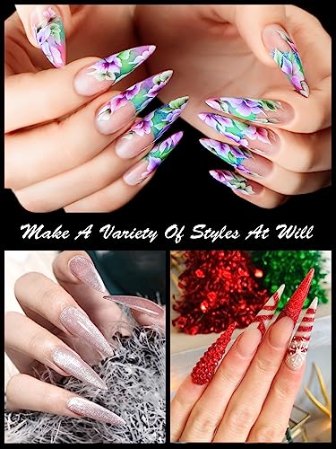 EBANKU 120 PCS Clear Full Cover Dual Nail Forms System Coffin Nail Mold Tips Acrylic Stiletto Nail Extension Tools for Nail Art Salon Nails Design - Image 4