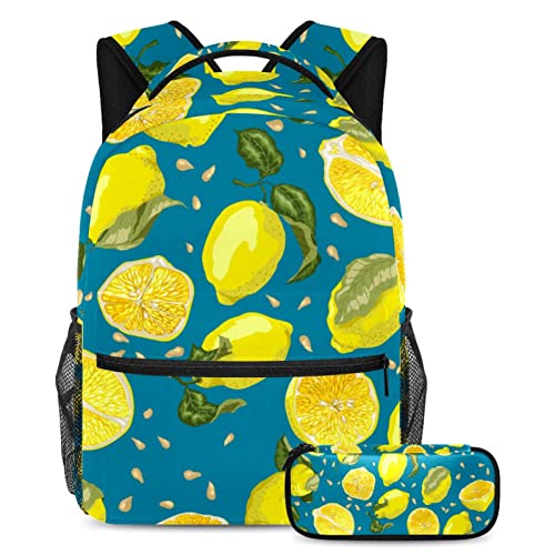 Sac à dos voyage avec étui à stylo lotus et libellule, grand volume scolaire pour filles garçons