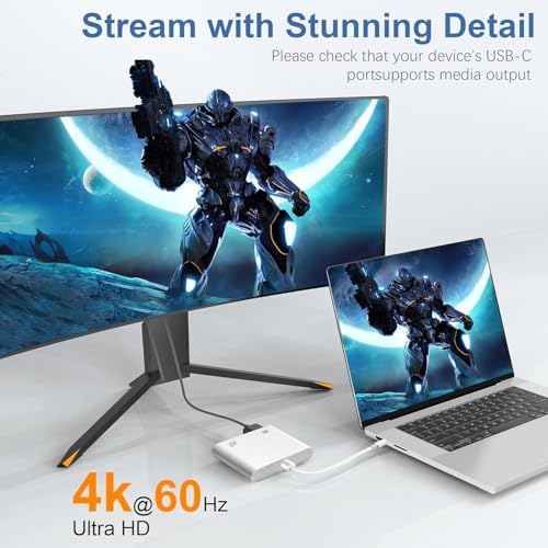 Image of USB C to HDMI Adapter for TV, USBC to HDMI Adapter 4K@60Hz with 100W PD Fast Charging, Type C to HDMI Adapter for iPhone 17 /16 /15, iPad Pro, MacBook, Samsung to Monitor, HDTV, Projector