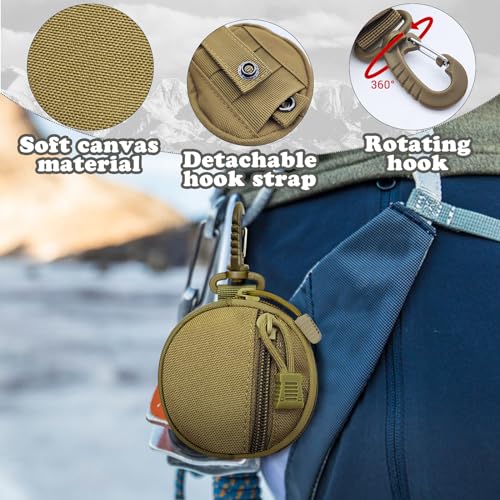 Outdoor Coin Purse for Men, Nylon Coin Wallet Small Coin Pouch with Removable Hook, Lightweight Small Coin Bag Change Pouch Coin Purses for Hiking, Climbing, Cycling, Shopping (black)2