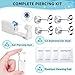 Nunpag 12 Pcs Ear Piercing Kit Disposable Ear Piercing Gun Kit with 4 Pcs 6 Prong Setting Cubic Zirconia Earrings Stud 316L Stainless Steel Easy to Use at Home Self Ear Piercer Gun Kit Tool, Silver