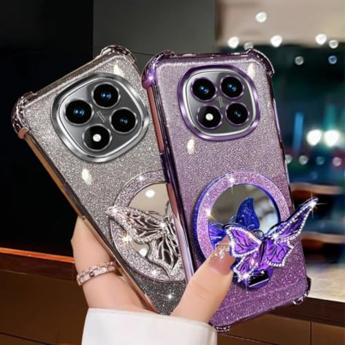 Coque bijou Samsung S26 S25 S24 paillettes et miroir papillon luxe - 3