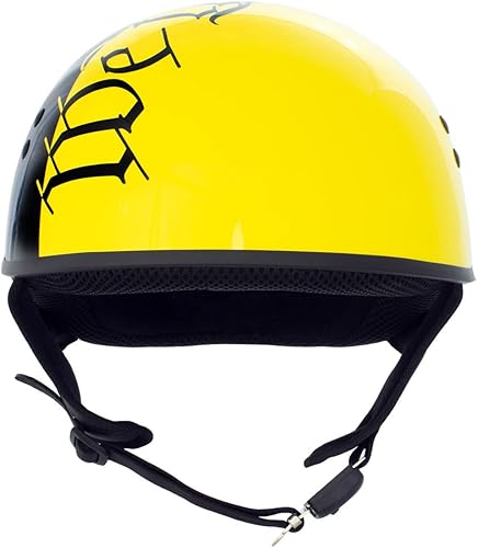 Miniatura 8 de Hot Leathers HLD1046 - Casco de calavera con diseño de calavera DOT avanzado en negro brillante y amarillo para hombres y mujeres