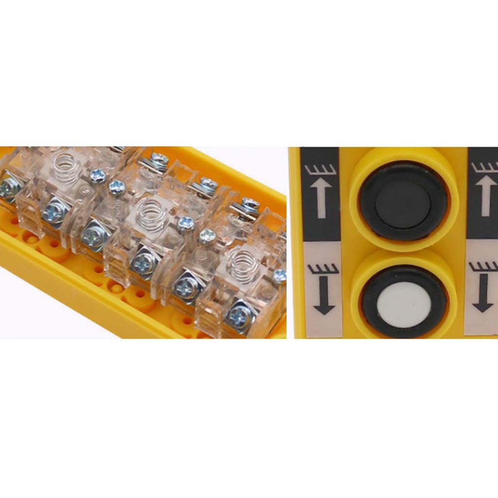 NUGOYA Interrupteur de Commandes de Levage de Grue Imperméables Contrôles de Levage à Bouton-Poussoir Jaune 2 Voies Normalement Ouvert Plastique IPxx4 2 Positions 6E+2 Watts Manuel