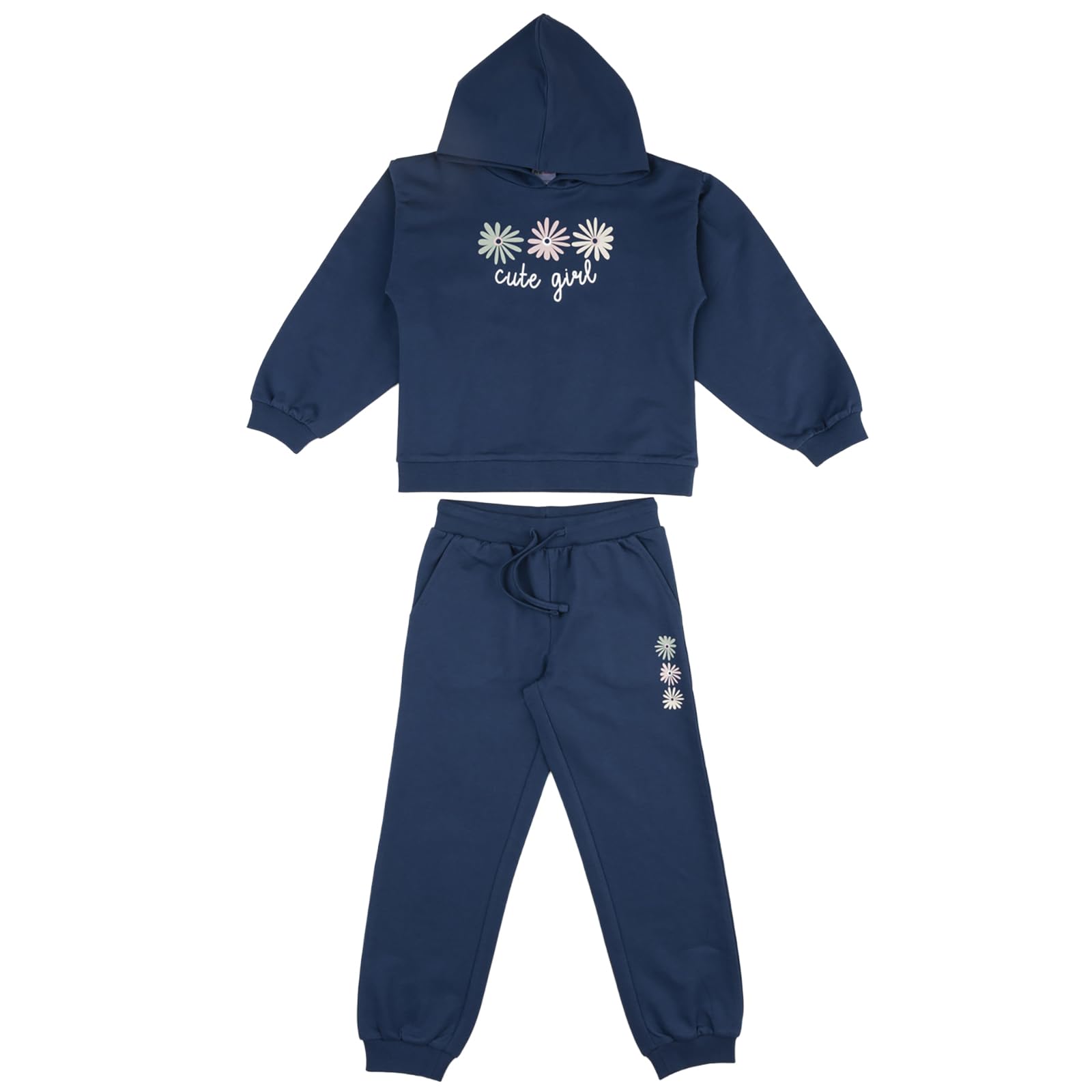 Prénatal, Ensemble Survêtement Filles, avec Pantalon Long et Sweat à Capuche en Coton Doux Non Molletonné