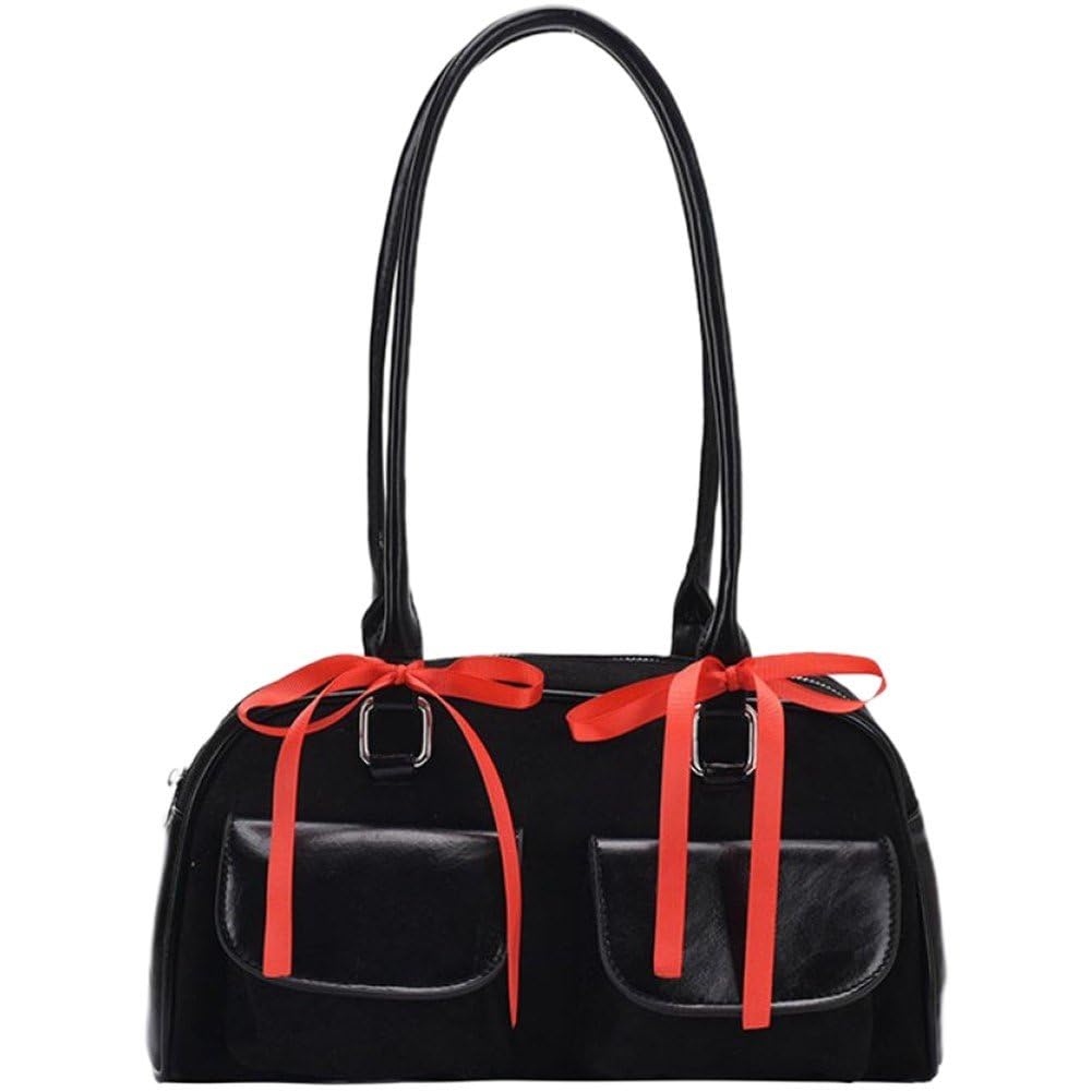 Sac à bandoulière en cuir vintage pour femme grand sac à main style punk multi-poches
