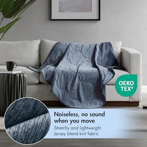 Sharper Image Cooling Touch Down Alternative Throw Blanket, 50 x 60, Navy by Sharper Image - Used condition - Image 4